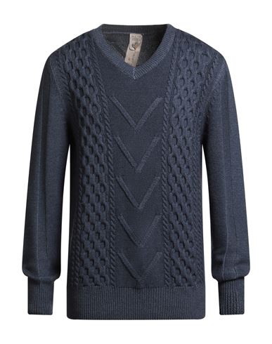 H953 Man Sweater Navy Size 42 Merino Wool In Blue