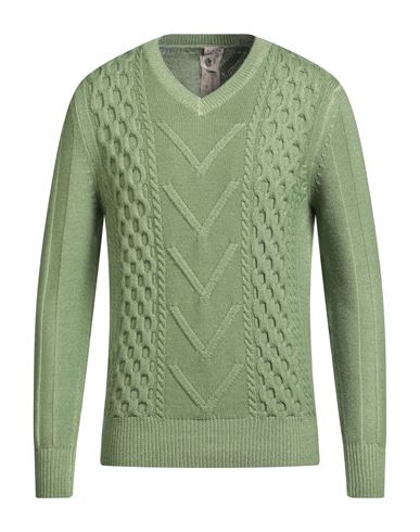 H953 Man Sweater Light Green Size 42 Merino Wool In Burgundy
