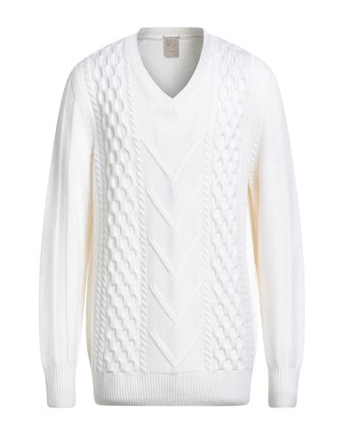 H953 Man Sweater Ivory Size 40 Merino Wool In White