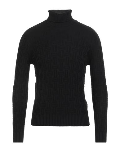 Drumohr Man Turtleneck Black Size 42 Super 140s Wool In Black