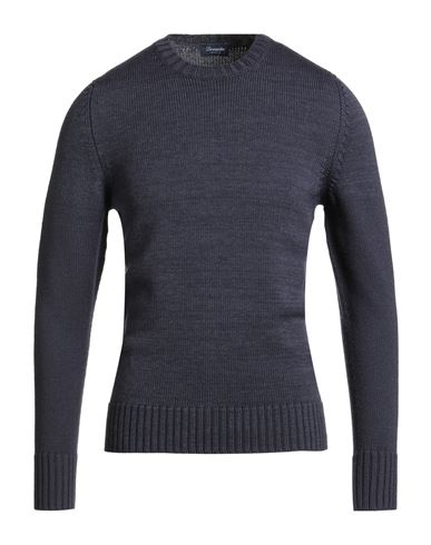 Drumohr Man Sweater Navy Size 38 Merino Wool In Gray
