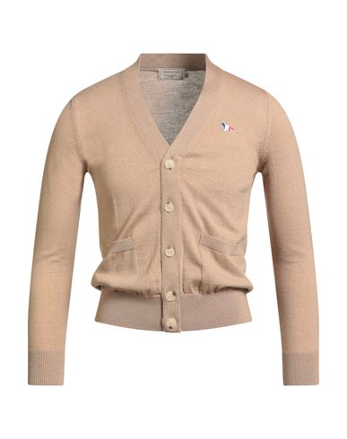 Maison Kitsuné Man Cardigan Camel Size Xxs Wool In Nude