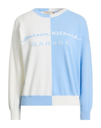 Maison Kitsuné Woman Sweater Light Blue Size M Cotton, Polyester In Blue