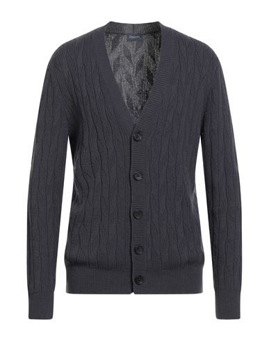 Drumohr Man Cardigan Slate Blue Size 44 Lambswool In Blue