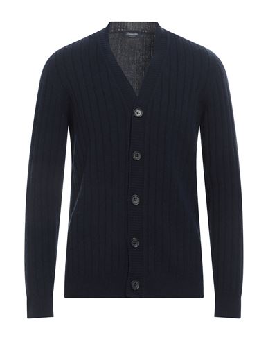 Drumohr Man Cardigan Midnight Blue Size 44 Cashmere, Wool In Blue