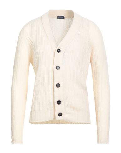Drumohr Man Cardigan Cream Size 40 Lambswool In White