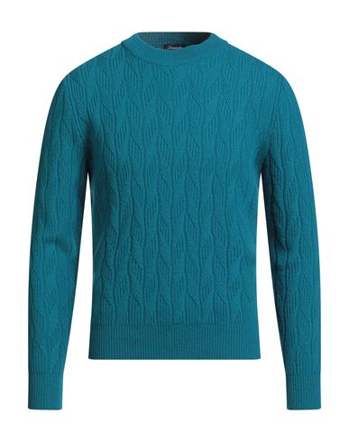 Drumohr Man Sweater Deep Teal Size 38 Merino Wool In Green