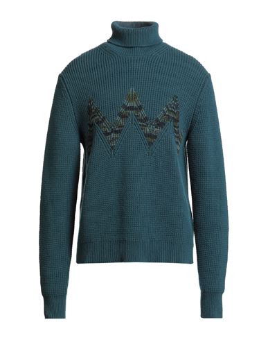 M Missoni Man Turtleneck Deep Teal Size Xl Wool In Green