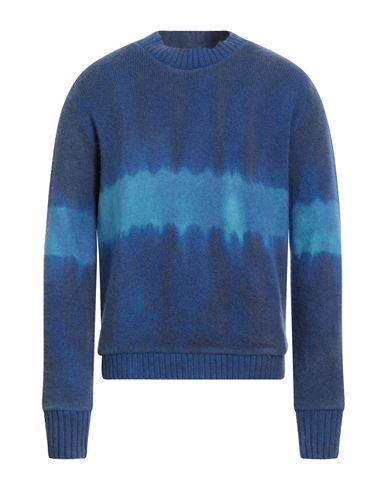 The Elder Statesman Man Sweater Slate Blue Size L Cashmere In Blue