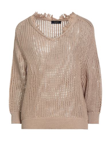 Peserico Woman Sweater Sand Size 8 Cotton, Polyester In Brown