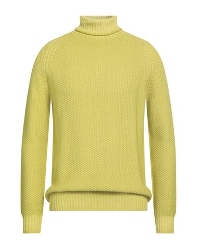 H953 Man Turtleneck Lime Green Size 40 Merino Wool In Green