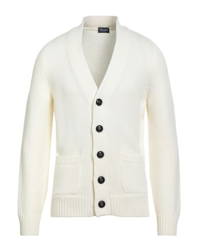Drumohr Man Cardigan Ivory Size 42 Merino Wool In White