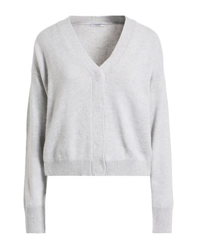 Peserico Woman Cardigan Grey Size 12 Virgin Wool, Silk, Cashmere, Metallic Fiber In Gray