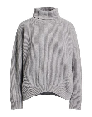 Peserico Woman Turtleneck Grey Size 16 Virgin Wool, Silk, Viscose, Cashmere, Polyester In Gray