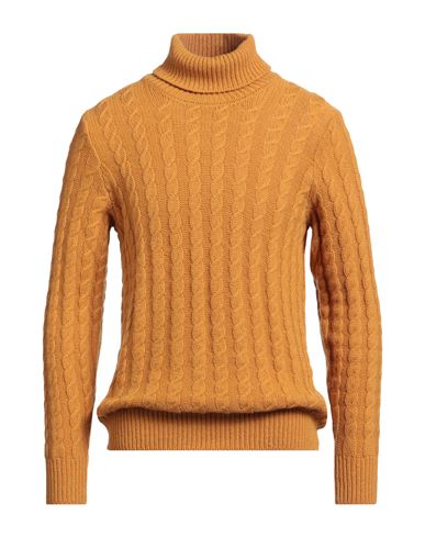 Zanone Man Turtleneck Mandarin Size 38 Alpaca Wool, Virgin Wool In Orange