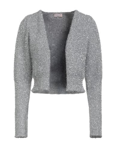 Liu •jo Woman Cardigan Silver Size M Metallic Polyester, Polyamide, Viscose, Polyester In Gray
