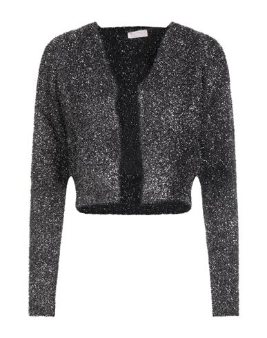Liu •jo Woman Cardigan Black Size M Metallic Polyester, Polyamide, Viscose, Polyester In Black