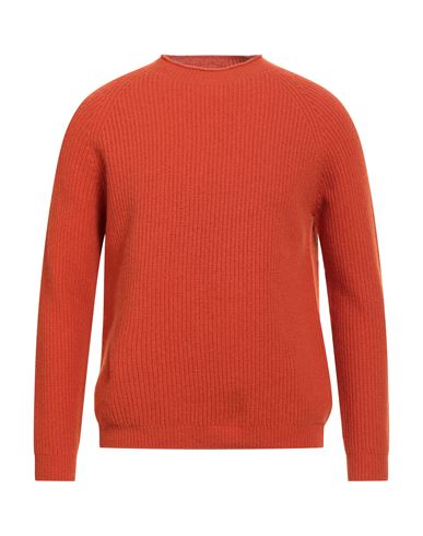 H953 Man Sweater Orange Size 46 Merino Wool In Red