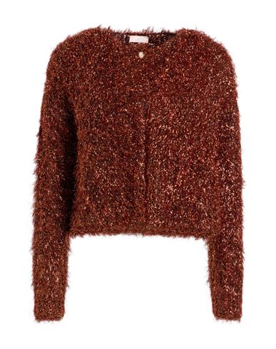 Liu •jo Woman Cardigan Rust Size S Acrylic, Synthetic Fibers, Alpaca Wool, Wool, Mohair Wool In Red