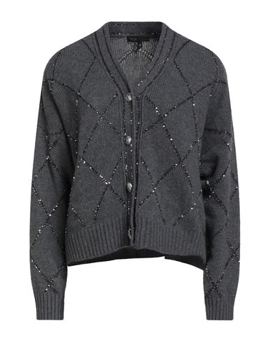 Maje Woman Cardigan Charcoal Size 2 Wool, Polyamide In Gray