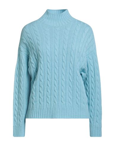 Peserico Woman Turtleneck Sky Blue Size 12 Virgin Wool, Silk, Cashmere In Green
