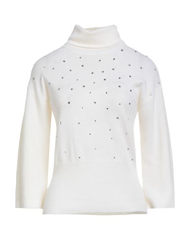 Anneclaire Woman Turtleneck White Size 4 Wool, Cashmere In Yellow