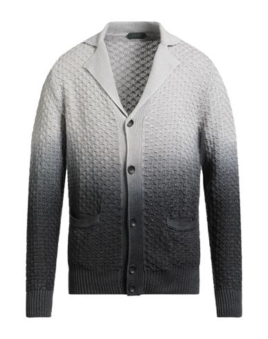 Zanone Man Cardigan Light Grey Size 40 Linen, Cotton In Gray