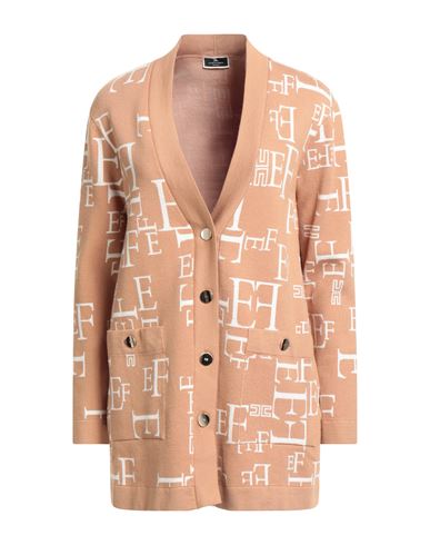 Elisabetta Franchi Woman Cardigan Sand Size 4 Viscose, Polyamide, Polyester In Gold