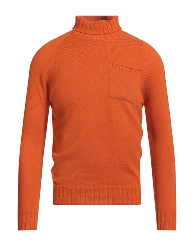 H953 Man Turtleneck Orange Size 38 Merino Wool, Cashmere In Orange
