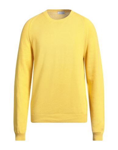 Scaglione Man Sweater Yellow Size L Cotton In Yellow