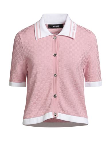 Versace Woman Cardigan Pink Size 12 Cotton, Viscose In Pink