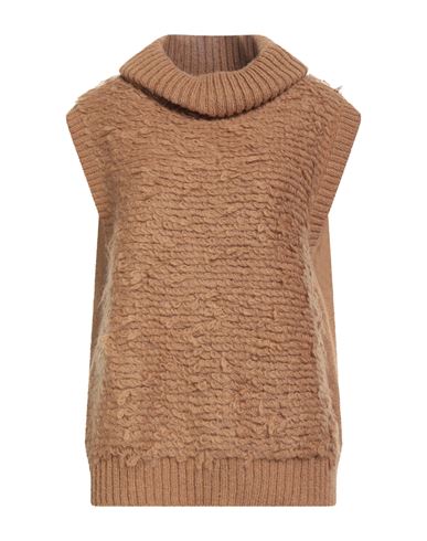 Motel Woman Turtleneck Camel Size Onesize Acrylic, Polyamide, Mohair Wool In Brown