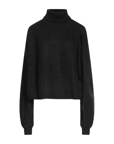 Kontatto Woman Turtleneck Black Size Onesize Acrylic, Mohair Wool, Polyamide In Black
