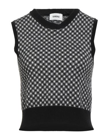 Sandro Woman Sweater Black Size 3 Wool, Viscose, Polyamide, Cashmere In Black