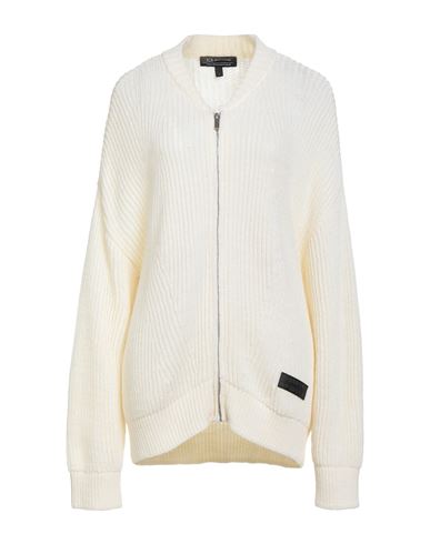 Armani Exchange Woman Cardigan Cream Size M Wool, Polyester In Neutral