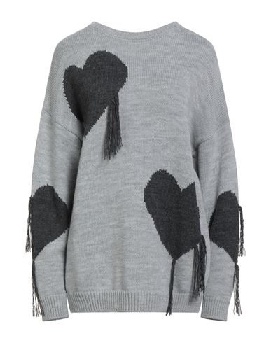 Relish Woman Sweater Light Grey Size L Acrylic, Polyester In Gray