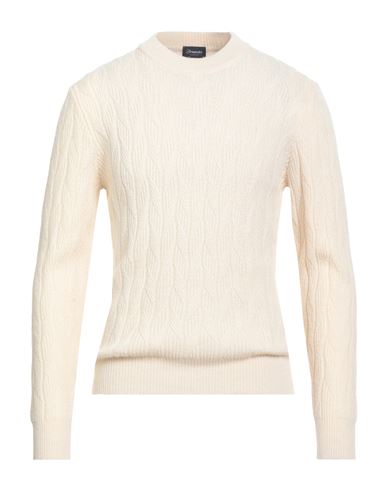 Drumohr Man Sweater Ivory Size 40 Lambswool In Neutral