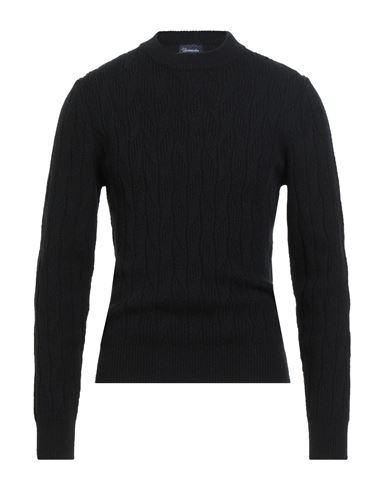 Drumohr Man Sweater Midnight Blue Size 42 Lambswool In Blue
