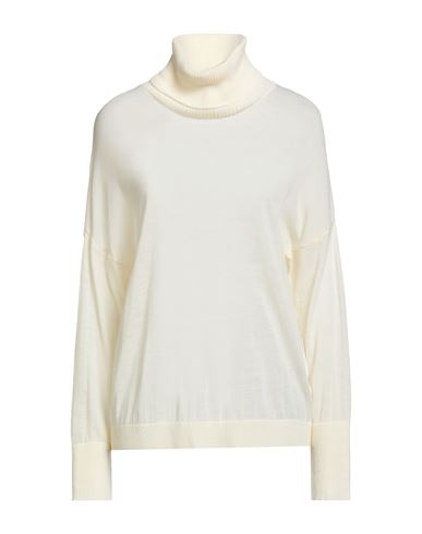Croche Crochè Woman Turtleneck Cream Size M Merino Wool, Acrylic In White