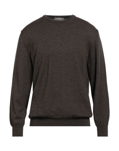 Andrea Fenzi Man Sweater Brown Size 46 Merino Wool In Brown