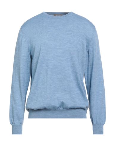Andrea Fenzi Man Sweater Azure Size 46 Merino Wool In Blue