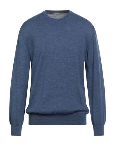 Andrea Fenzi Man Sweater Slate Blue Size 46 Merino Wool In Blue