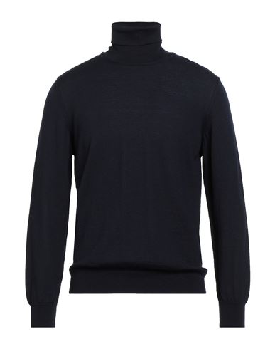 Andrea Fenzi Man Turtleneck Midnight Blue Size 46 Merino Wool In Blue