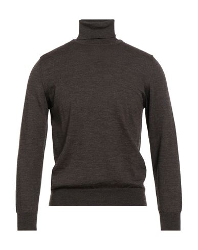 Andrea Fenzi Man Turtleneck Dark Brown Size 46 Merino Wool In Brown