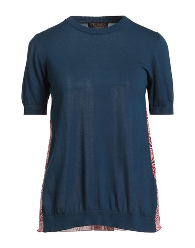 Trussardi Woman Sweater Blue Size L Cotton, Silk In Blue