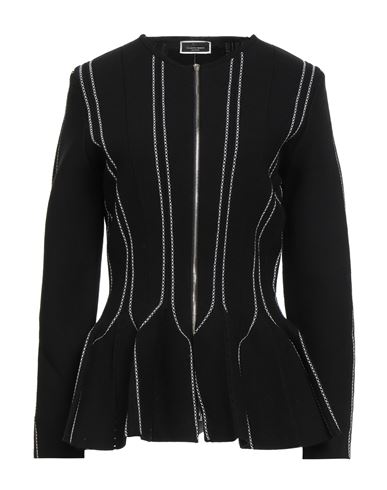 Elisabetta Franchi Woman Cardigan Black Size 8 Viscose, Polypropylene, Polyester In Black