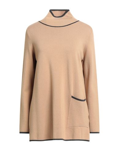 Blu Bianco Woman Turtleneck Camel Size M Viscose, Polyamide, Polyester In Sand