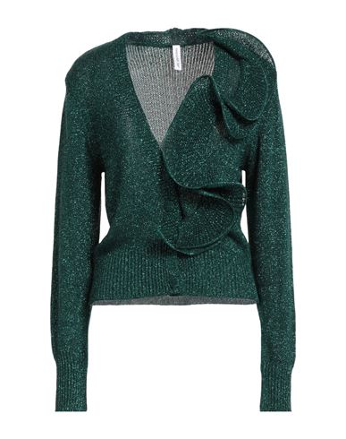 Tensione In Woman Cardigan Emerald Green Size Onesize Viscose, Metallic Fiber In Green