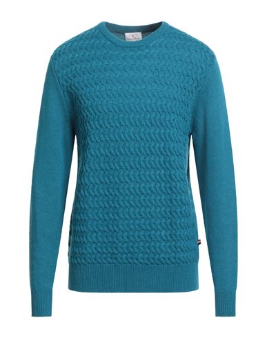 Conte Of Florence Man Sweater Azure Size Xxl Polyamide, Viscose, Wool, Cashmere In Blue