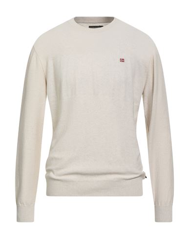 Napapijri Man Sweater Beige Size S Acrylic, Cotton, Linen In Gold